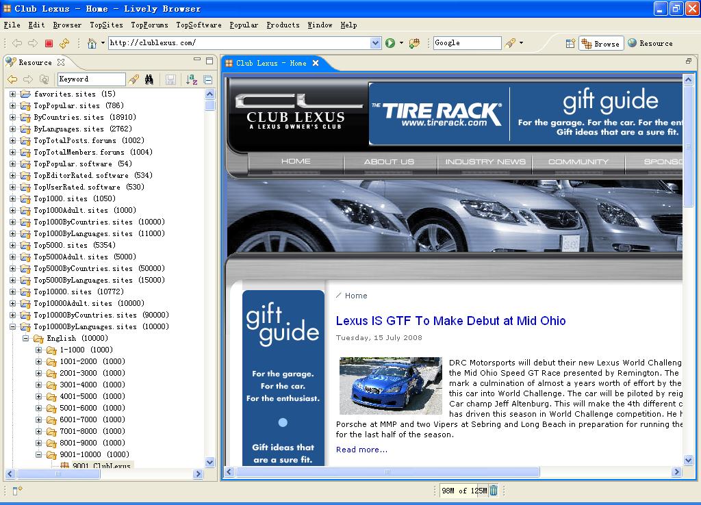 Click to view Lively Browser Standard 4.3.0 screenshot